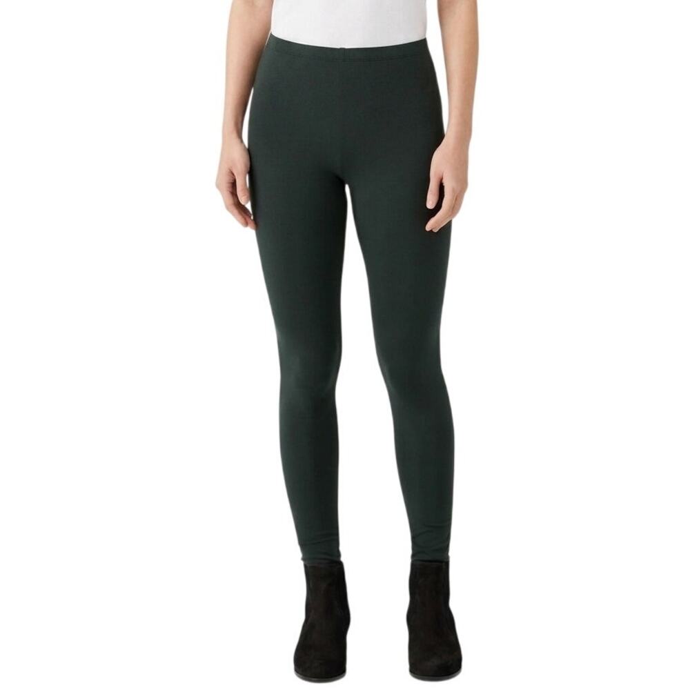 NEW Eileen Fisher Jersey Knit Leggings PL Petite Green Ankle Stretch High Rise
